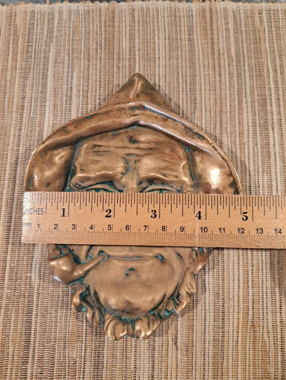 Fisherman Ashtray Dish Solid Brass Coin Bowl Catch All